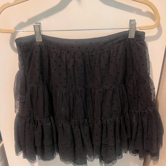Ulla Johnson Polka-Dot Tulle Mini Skirt Tiered Mesh Black High Waist size 6 - Picture 4 of 4